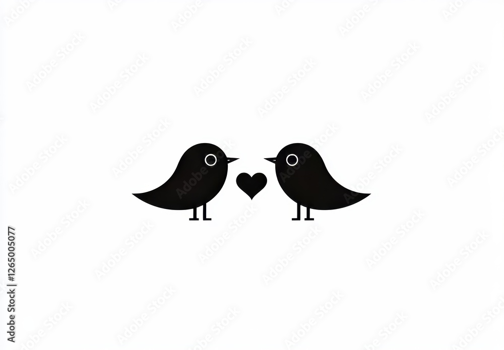Obraz premium romantic birds with heart. symbol of love. valentines day and love symbol. isolated modern picture’ becomes ‘birds of love with heart. love icon. valentines and symbol of love. modern isolated image