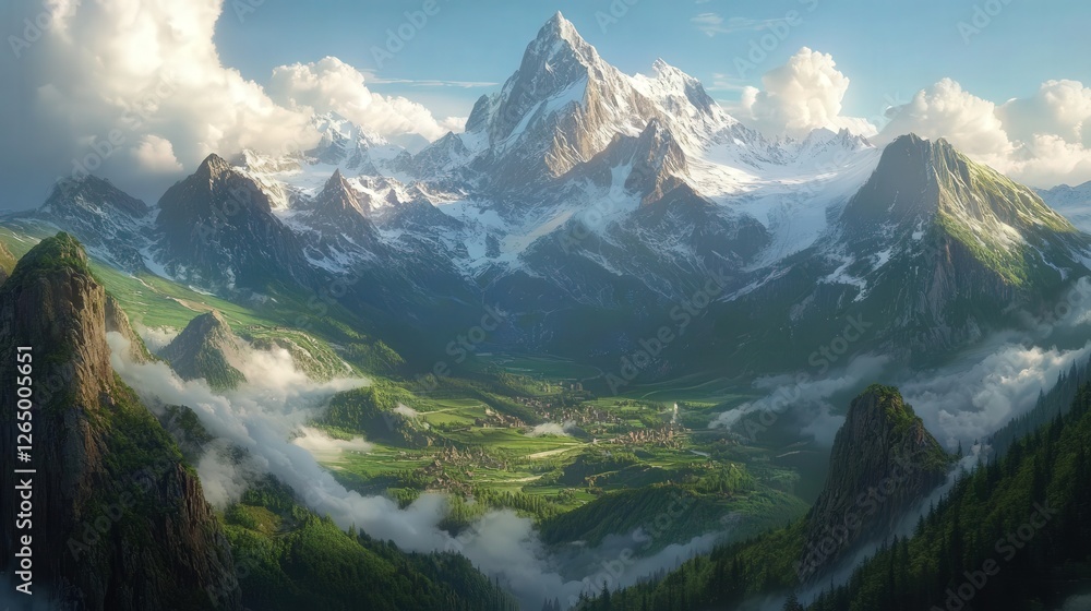 Alps in Switzerland, where snow-covered peaks rise above lush green valleys. Alps in Switzerland, where snow-covered peaks rise above lush green valleys.