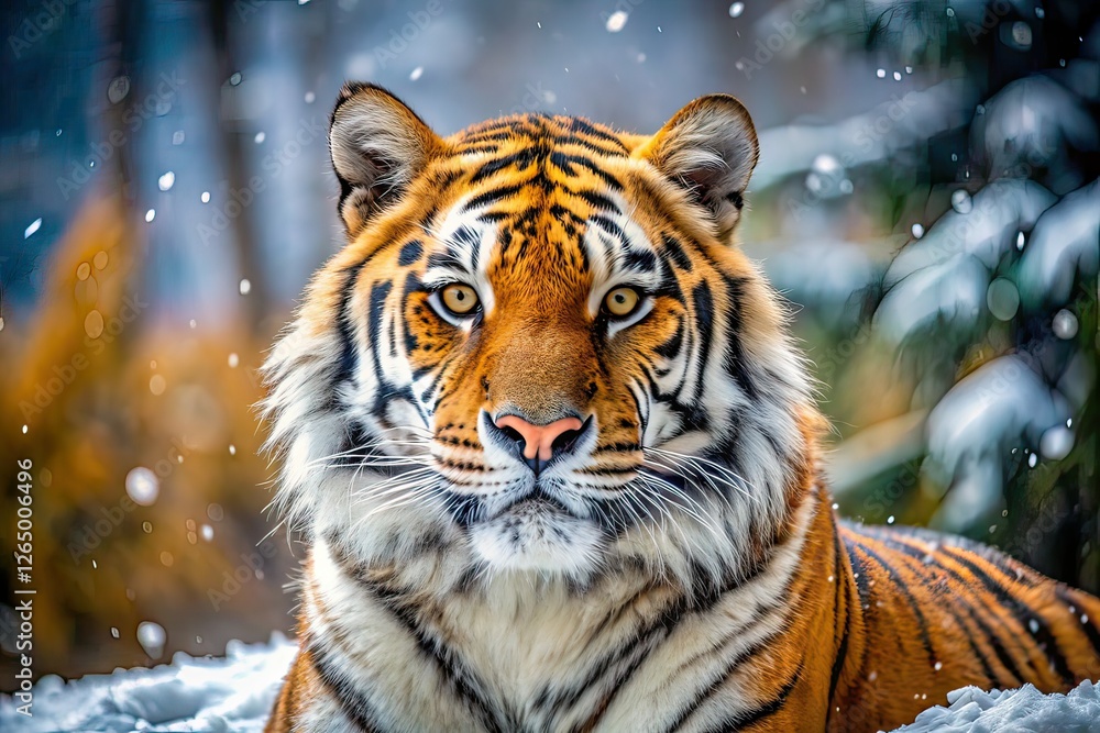 Majestic Tiger in Snowy Landscape, Wildlife Photography, Snow Tiger, Winter Scene Majestic Tiger in Snowy Landscape, Wildlife Photography, Snow Tiger, Winter Scene