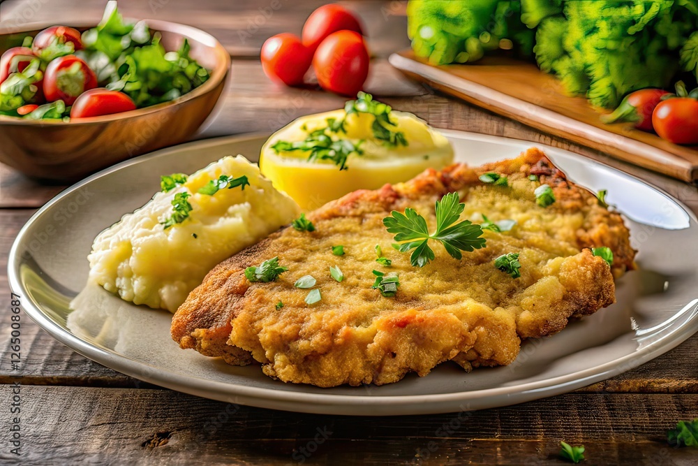 Milanesa with Mashed Potatoes - Documentary Style Food Photography Milanesa with Mashed Potatoes - Documentary Style Food Photography