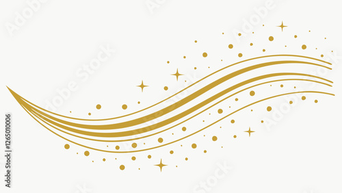 Elegant golden wave design with stars and dots, perfect for festive or celebratory themes.