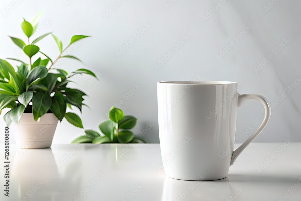Minimalist Coffee Cup Mockup, Branding Package Design, White Background Minimalist Coffee Cup Mockup, Branding Package Design, White Background