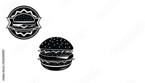 Hamburger Fast Food Icons,big burger, hamburger hand drawn vector illustration