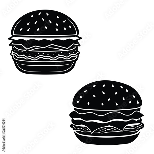 Hamburger Fast Food Icons,big burger, hamburger hand drawn vector illustration