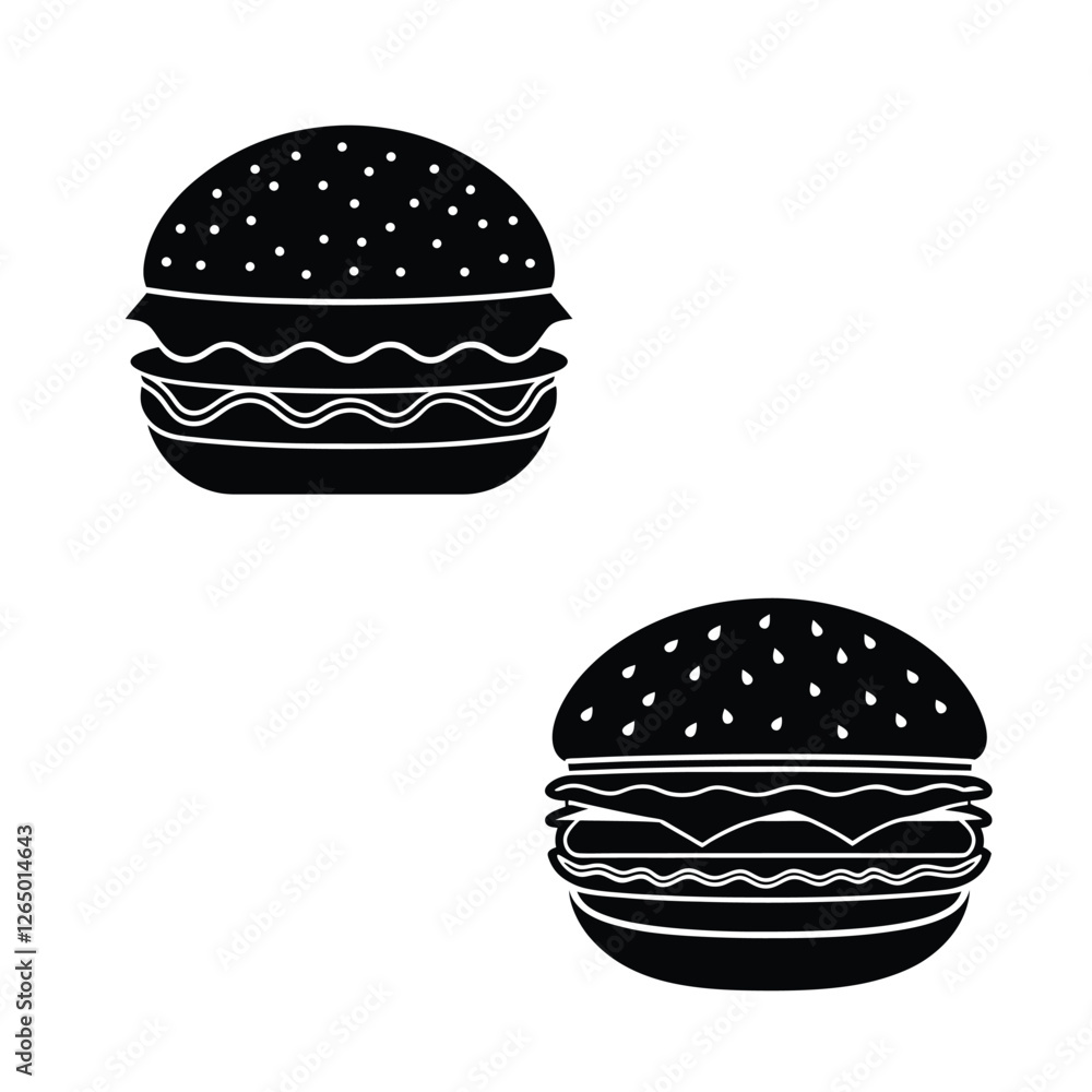 Hamburger Fast Food Icons,big burger, hamburger hand drawn vector illustration Hamburger Fast Food Icons,big burger, hamburger hand drawn vector illustration