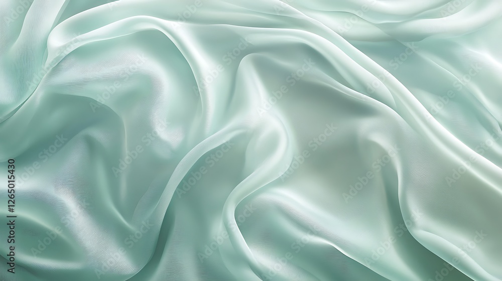 Fototapeta premium Draped Light Green Silk Fabric Showing Texture