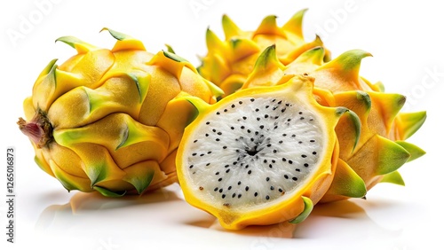 Minimalist Yellow Dragon Fruit Path on White Background