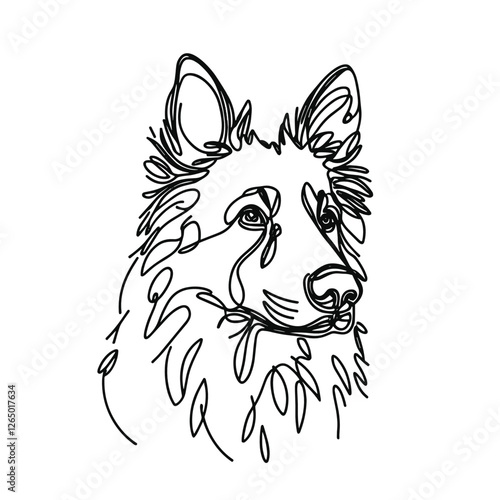 Minimalist Line Art of Belgian Tervuren breed Dog 