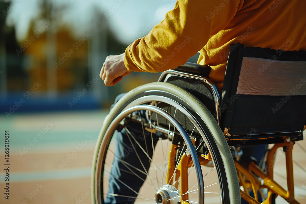 Disabled athlete participating in wheelchair made with generative AI Disabled athlete participating in wheelchair made with generative AI
