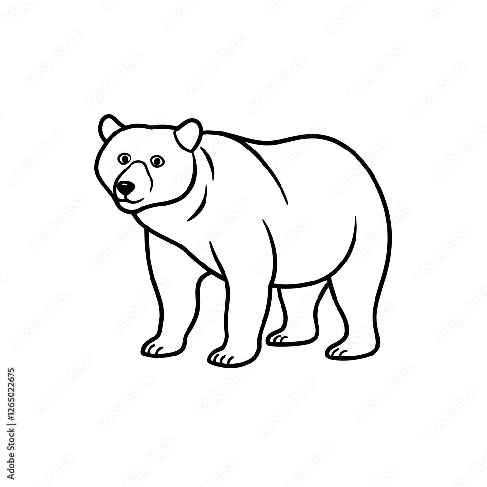 Fototapeta premium bear line art on white background 