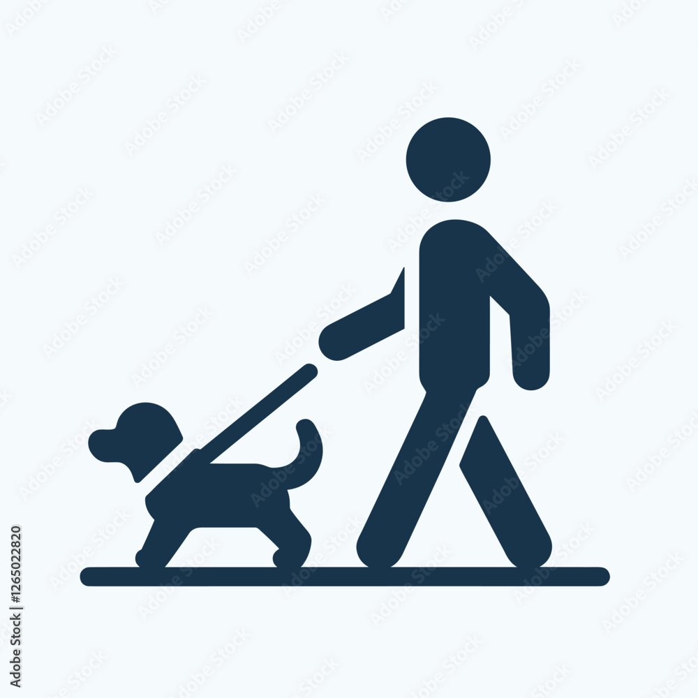 Guide Dog and Owner Silhouette Accessibility and Support in Stick Figure Style Guide Dog and Owner Silhouette Accessibility and Support in Stick Figure Style