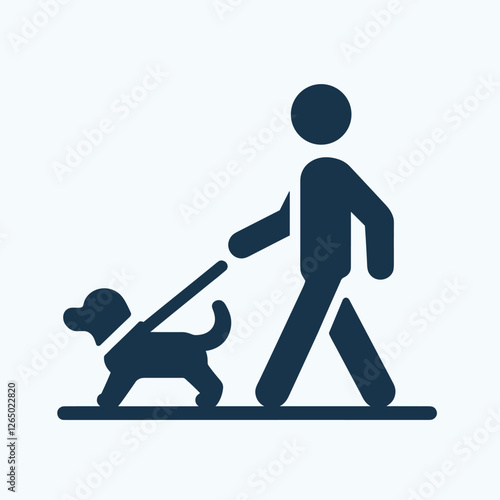 Guide Dog and Owner Silhouette Accessibility and Support in Stick Figure Style