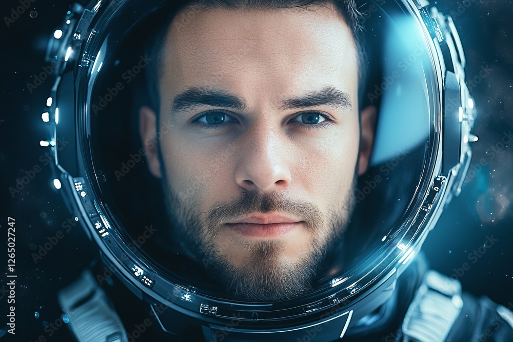Astronaut's Determined Gaze into the Vast Unknown: A Portrait of Courage and Vision Astronaut's Determined Gaze into the Vast Unknown: A Portrait of Courage and Vision