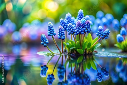 Miniature Violet Blue Pontederia Pond Plants, Tilt-Shift Photography photo