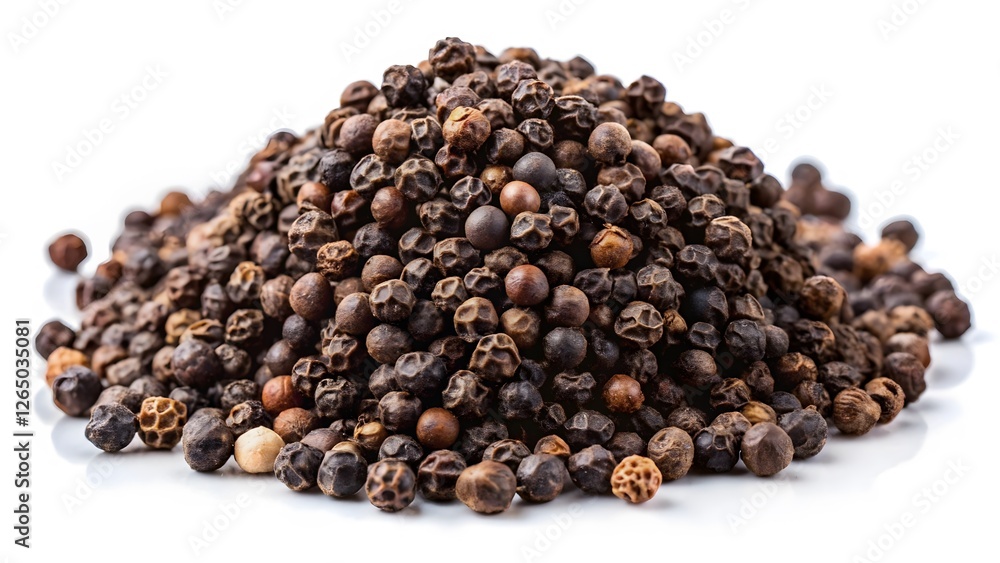Black Peppercorns Pile, Close-up Black Peppercorns Pile, Close-up