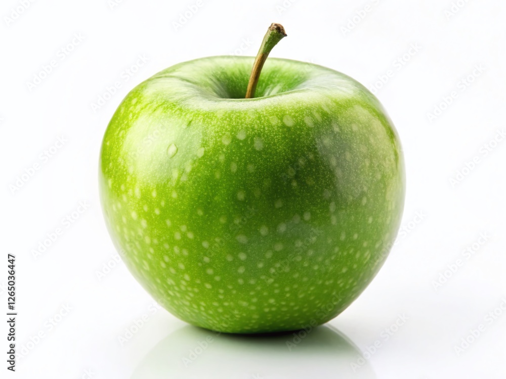Minimalist Green Apple Photography: Single Fresh Apple on White Background