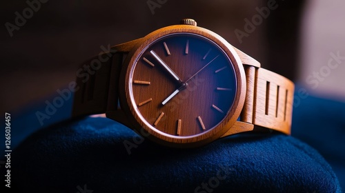 Wallpaper Mural Elegant wooden watch displayed on a soft surface, showcasing its craftsmanship and design Torontodigital.ca
