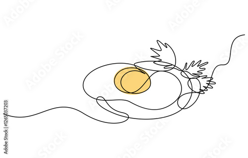 Continuous one line Vegan eggs food