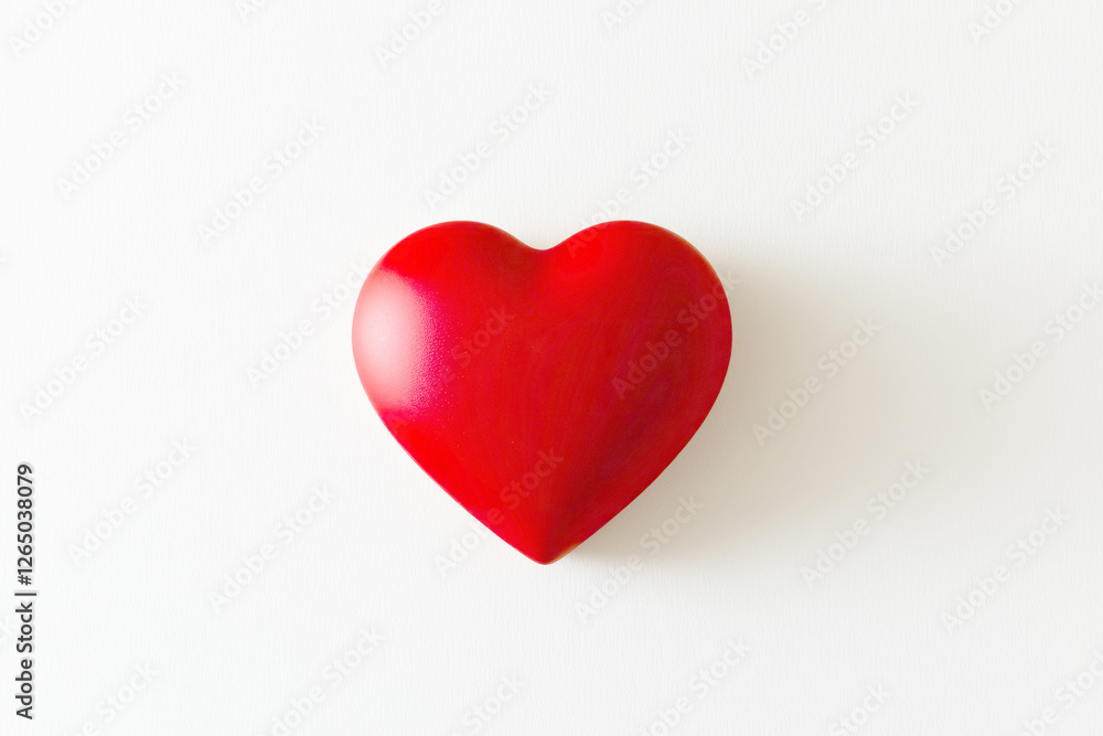 Shiny red heart on a textured marble surface with soft lighting reflections Shiny red heart on a textured marble surface with soft lighting reflections