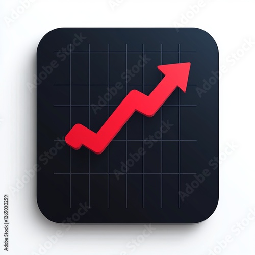 Red Rising Graph Icon: A Powerful Visual Representation of Growth and Success for Business and Investment photo