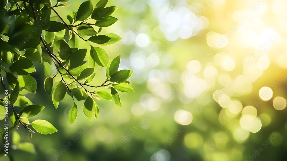 a close-up of green leaves on a branch with sunlight filtering through, creating a bokeh effect in the background. a close-up of green leaves on a branch with sunlight filtering through, creating a bokeh effect in the background.