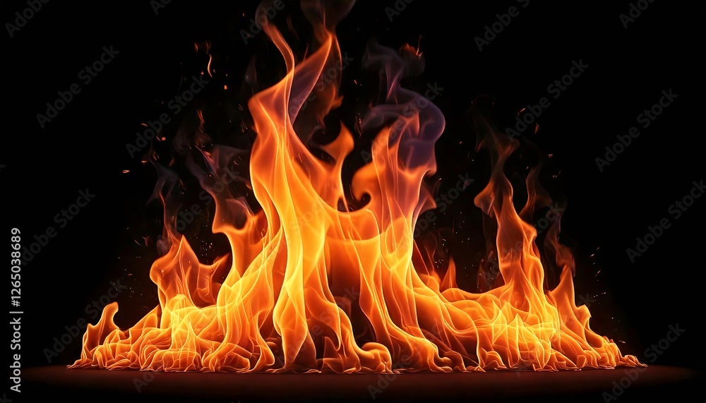 Obraz premium Fire flames on black background