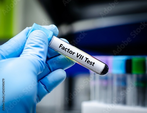 Blood sample tube for factor VII test analysis. photo