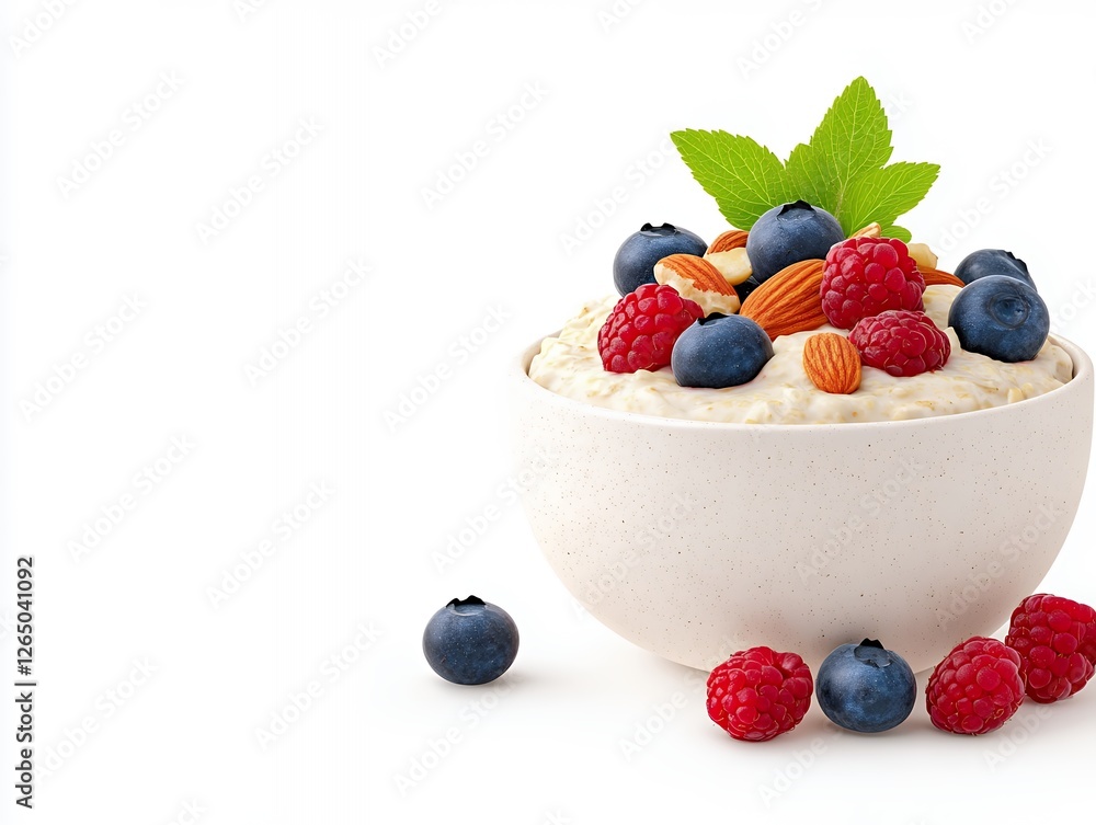 Bowl Of Oatmeal With Berries And Almonds Bowl Of Oatmeal With Berries And Almonds