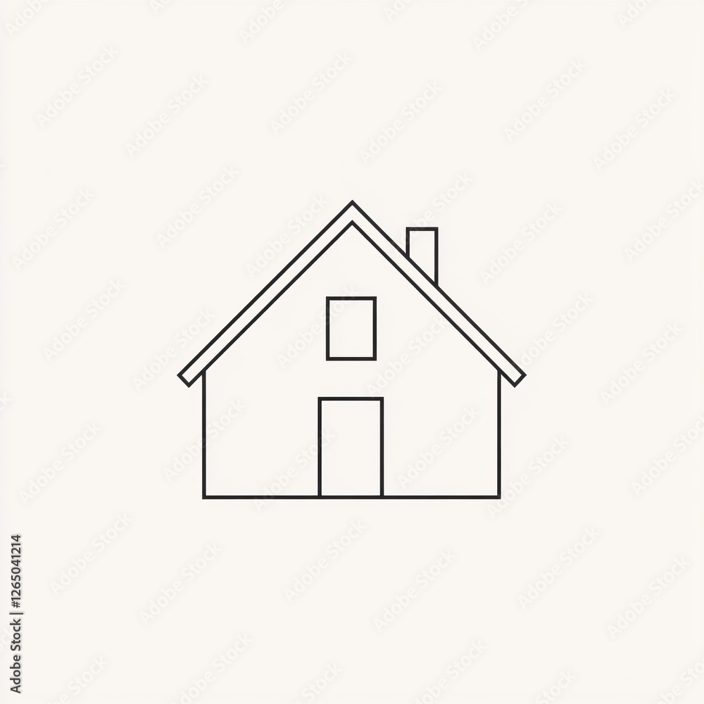 Simple Line Art Home Icon - Modern Architecture Design Simple Line Art Home Icon - Modern Architecture Design