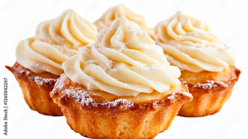 Fototapeta premium Cream Filled Cupcakes On White Background