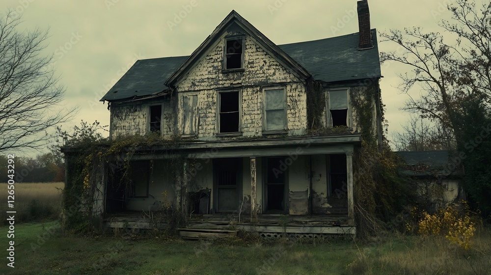 Abandoned Farmhouse: Overgrown, Eerie, Rustic Decay Abandoned Farmhouse: Overgrown, Eerie, Rustic Decay