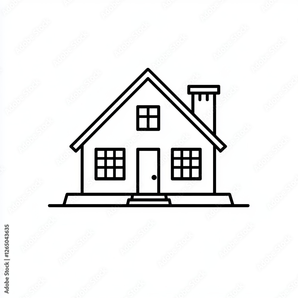 Elegant Line Art Illustration of a Classic House Design Elegant Line Art Illustration of a Classic House Design
