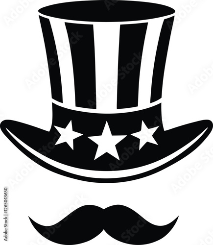Uncle sam hat and mustache silhouette illustration 