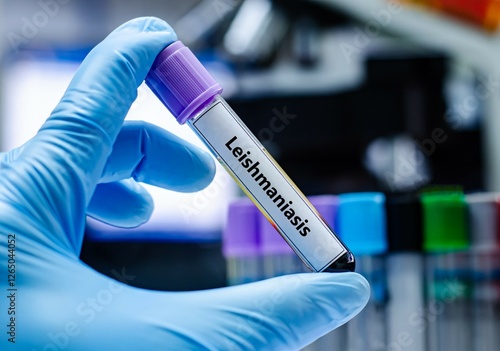 Blood sample tube for leishmaniasis test analysis. photo