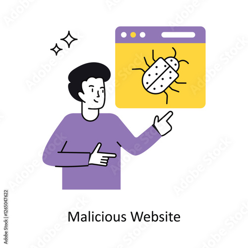 Malicious Website Concept vector illustration.  isolated on white Background.