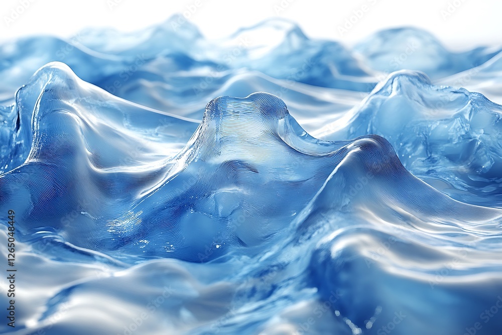 Close-up view of translucent blue waves resembling water, creating a serene and calming atmosphere