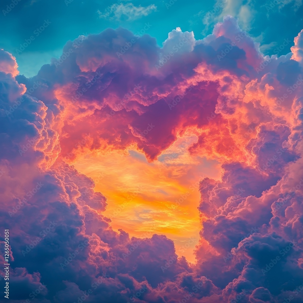 A cloud in the shape of a heart, adorned with a rainbow, floats in the sky, signifying love and support for the LGBT community A cloud in the shape of a heart, adorned with a rainbow, floats in the sky, signifying love and support for the LGBT community