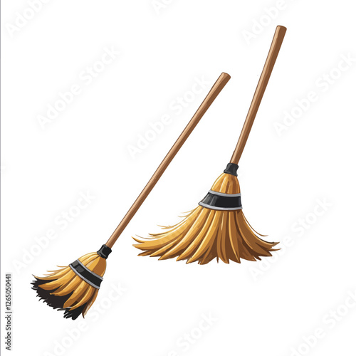broom stick on white background