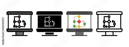 Set of Eta Line, Line Filled, Glyph, Flat Icons