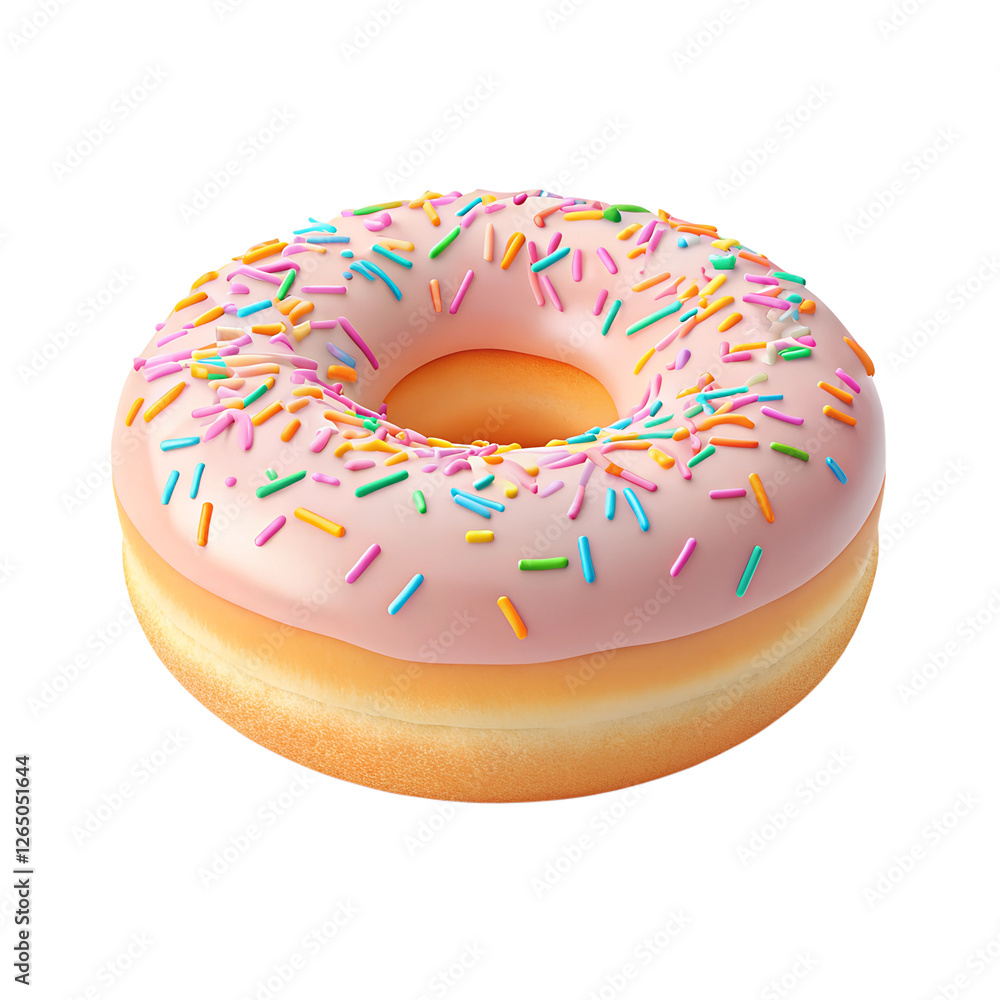 Pink Glazed Donut with Sprinkles Pink Glazed Donut with Sprinkles