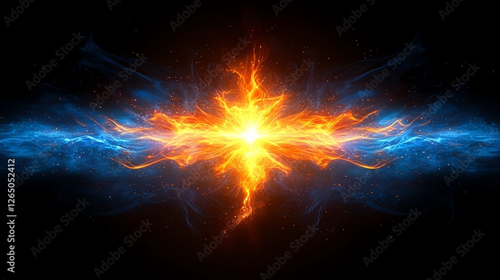 Fiery Abstract Energy Burst Digital Art Design hot fire blue glow cool Fiery Abstract Energy Burst Digital Art Design hot fire blue glow cool