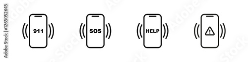 911 SOS Message Vector Icon Set