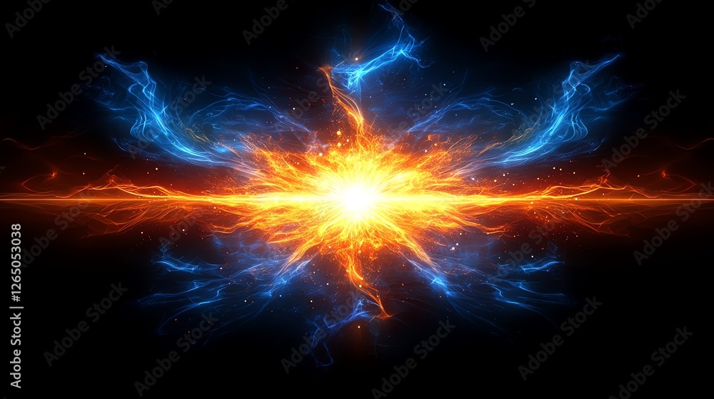 Fiery Blue Orange Energy Burst Abstract Design hot art fire glow cool Fiery Blue Orange Energy Burst Abstract Design hot art fire glow cool