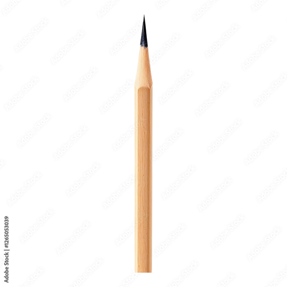Naklejka premium Tall, thin wooden pencil standing vertically