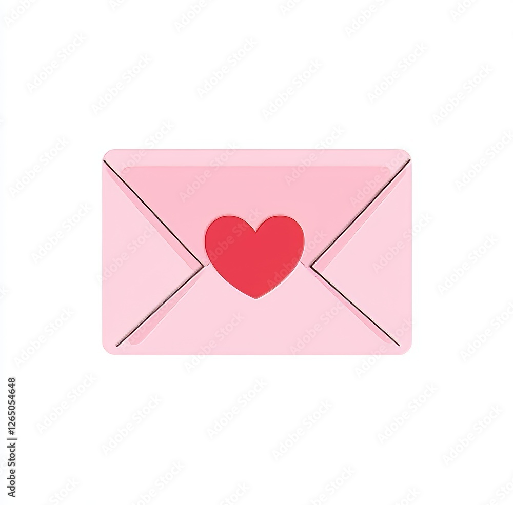 A pink background provides the setting for a letter message adorned with a red love emoji, a modern illustration in flat style that represents Valentine's day and the custom of giving love mail A pink background provides the setting for a letter message adorned with a red love emoji, a modern illustration in flat style that represents Valentine's day and the custom of giving love mail