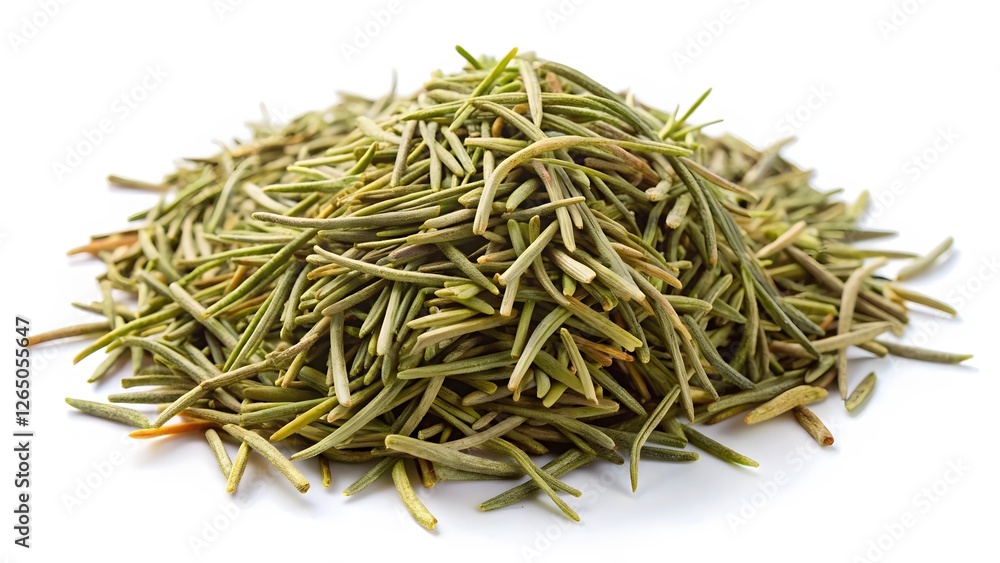 Dried Rosemary Herb Pile on White Background Dried Rosemary Herb Pile on White Background