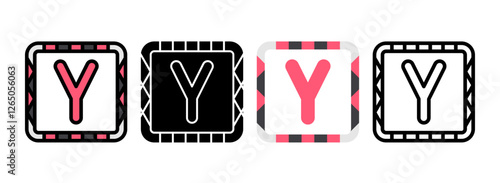 Set of Y Line, Line Filled, Glyph, Flat Icons