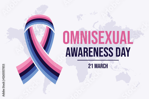 Omnisexual Awareness Day poster vector illustration. Omnisexual awareness ribbon icon vector. LGBTQIA omnisexual pride flag symbol. Template for background, banner, card. 21 March. Important day