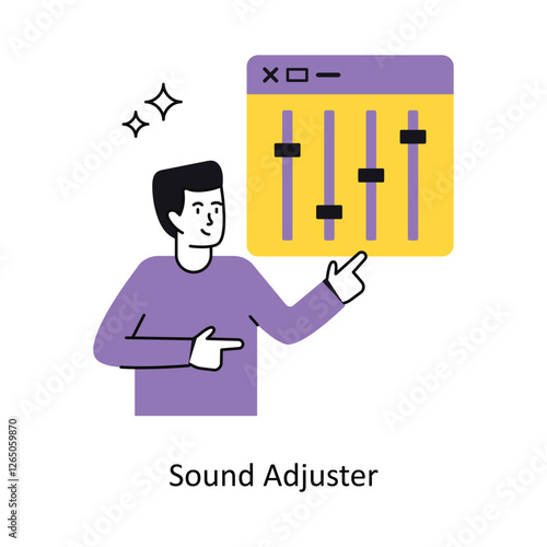 Sound Adjuster Concept vector illustration.  isolated on white Background.