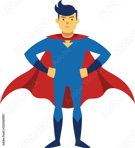 Superhero wearing a cape vector illustration.